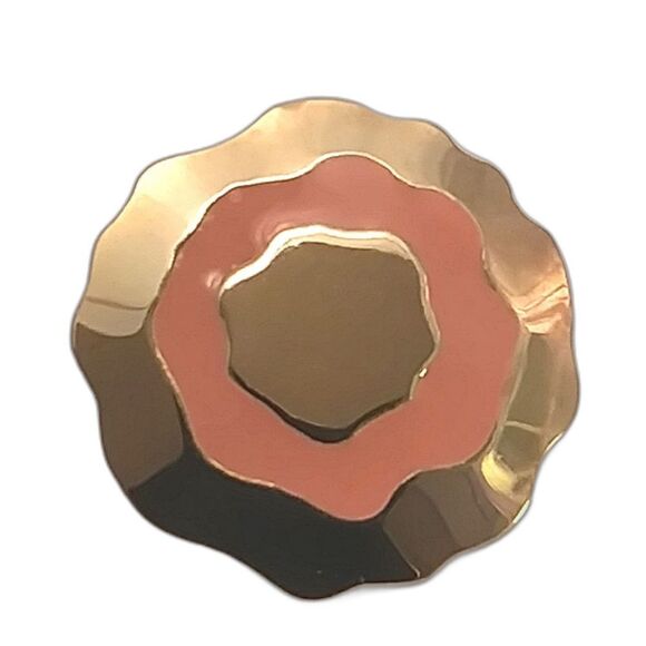 Coral Cloissonne Style Gold Tone Earrings - Picture 3 of 4